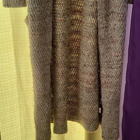 Extra Long Gray Knit Cardigan ROBE Duster Jacket By SOH Wool Alpaca Silk - Picture 4 of 12